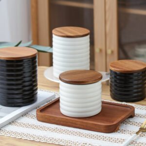 Ceramic Striped Canisters